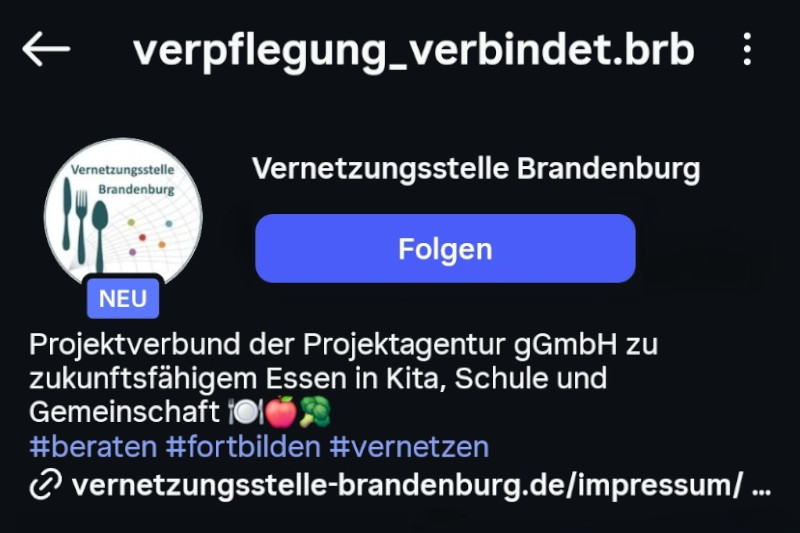 Instagram-Account der Vernetzungsstelle Brandenburg.